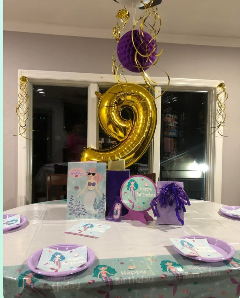 Decorated table for family birthday celebration